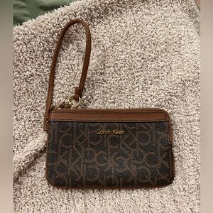 Calvin Klein Brown Leather Wristlet